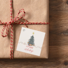 Étiquettes Cadeau Une douce aquarelle pin'arbre de vacances invitati