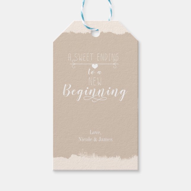 Étiquettes-cadeau Une douce Fin Nouveau Début Vintage Mariage Faveur (Devant)