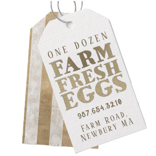 Étiquettes-cadeau Une douzaine d'oeufs frais de ferme Gold Stripe