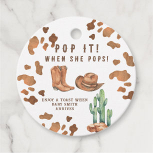 Étiquettes Cadeau Une petite baby shower cow-boy POP IT !