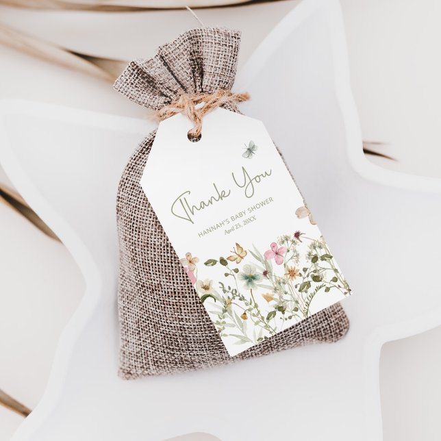 Étiquettes-cadeau Une Petite Fille Fleur sauvage Baby shower Favoris (wildflower baby shower favor tag
)