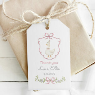 Étiquettes-cadeau Une petite oie rose crête fille Merci d'anniversai