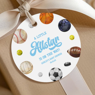 Étiquettes Cadeau Une petite star arrive ! Fête de bébé sportive