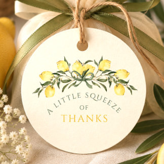 Étiquettes Cadeau Une pression de remerciements Baby Shower Citron C