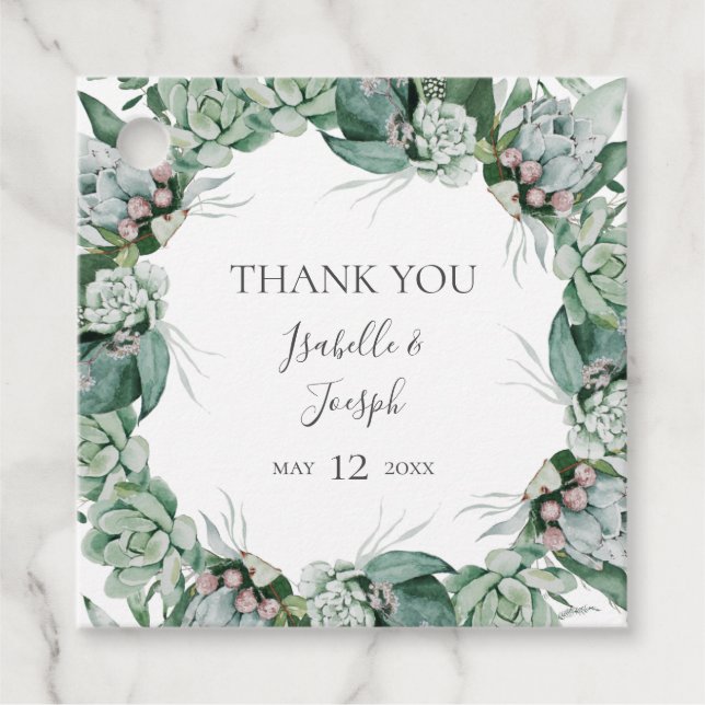 Étiquettes Cadeau Une verdure succulente | Balises Merci (Devant)