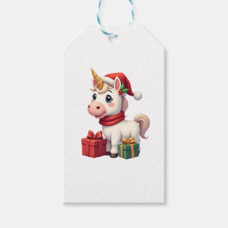 Étiquettes-cadeau Unicorn Xmas Decoration Santa Unicorn Christmas T-