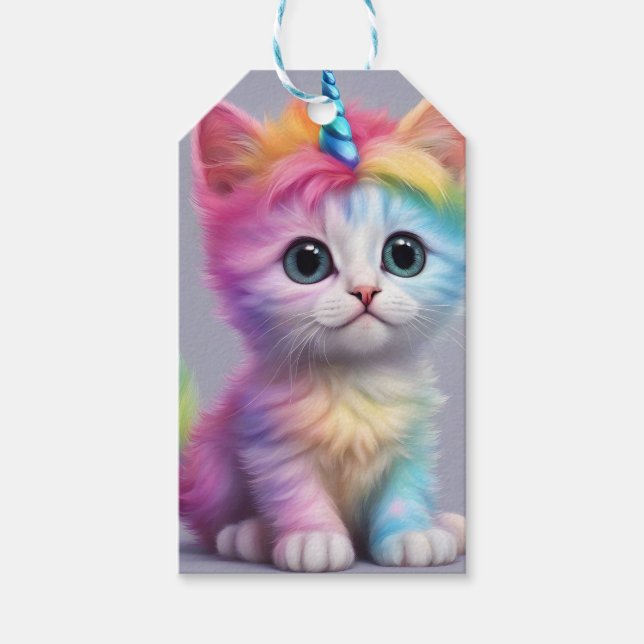 Étiquettes-cadeau Unicorne arc-en-ciel Kitten (Devant)