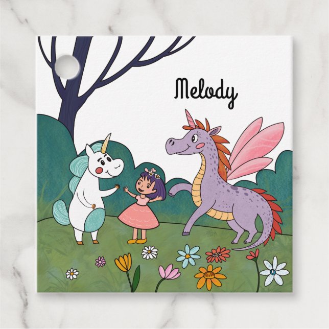 Étiquettes Cadeau Unicorne magique (Devant)