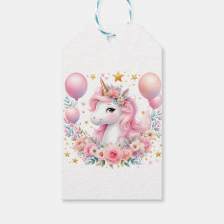 Étiquettes-cadeau Unicorne rose