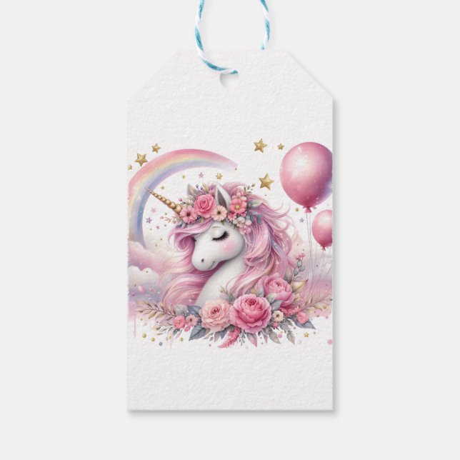 Étiquettes-cadeau Unicorne rose (Dos)