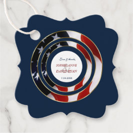 Étiquettes Cadeau Unique Patriotique Élégant USA Mariage or drapeau