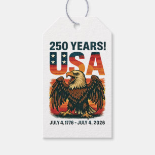 Étiquettes-cadeau USA 250 Years - Patriotic Bald Eagle 4 juillet 202