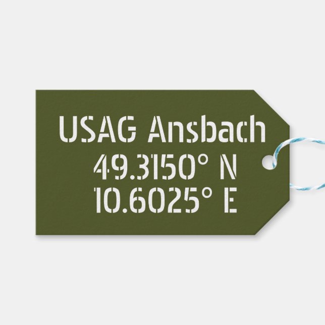 Étiquettes-cadeau USAG Ansbach Latitude Longitude (Devant (Horizontal))