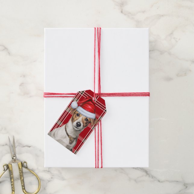 Étiquettes-cadeau Vacances avec Jack Russell Chien Noël (Avec de la ficelle)