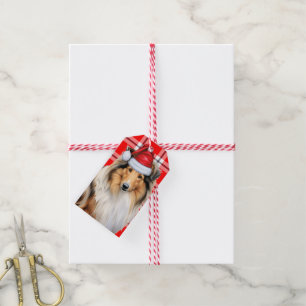 Étiquettes-cadeau Vacances avec un chien Collie Noël