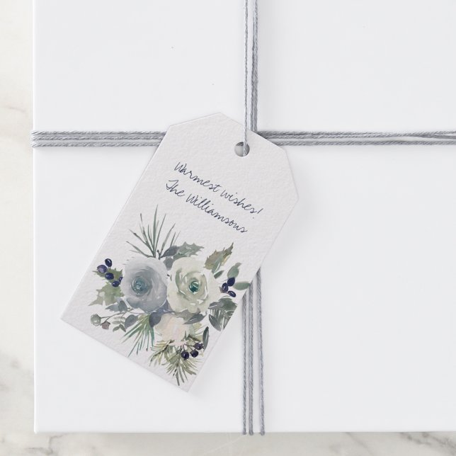 Étiquettes-cadeau Vacances Bouquet bleu hiver (Créateur téléchargé)