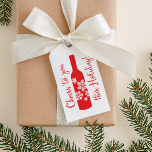 Étiquettes-cadeau Vacances Cheer Vin Cadeau Rouge et Blanc