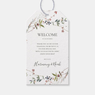 Étiquettes-cadeau Vacances Chic Botanique Bienvenue au Mariage bla