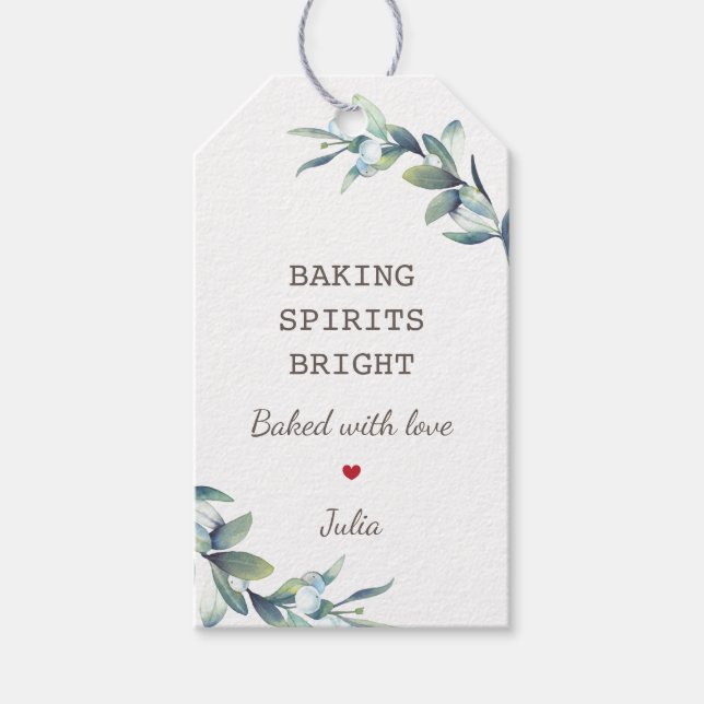 Étiquettes-cadeau Vacances de Noël Baking Spirits brillant avec amou (Devant)