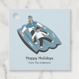 Étiquettes Cadeau Vacances de Noël en famille d'hiver