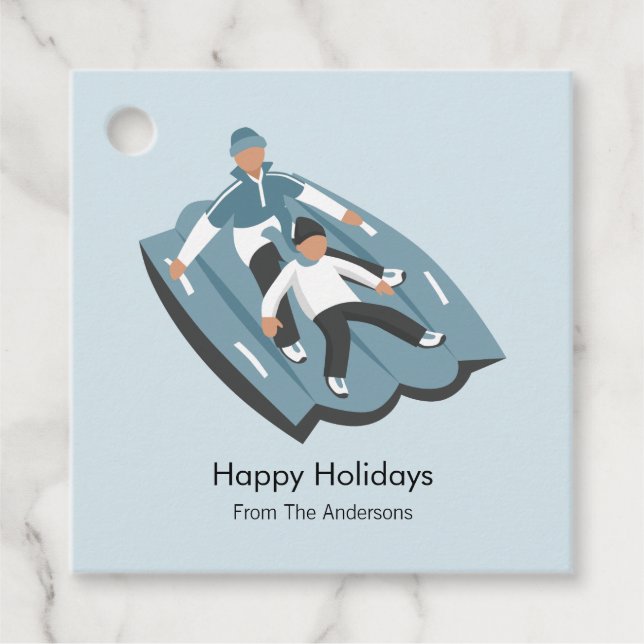 Étiquettes Cadeau Vacances de Noël en famille d'hiver (Devant)