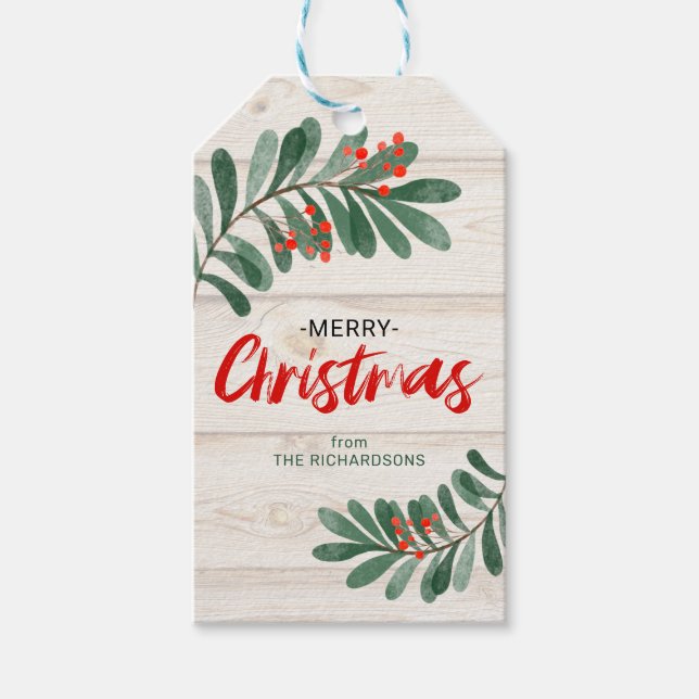 Étiquettes-cadeau Vacances de Noël rustique (Devant)