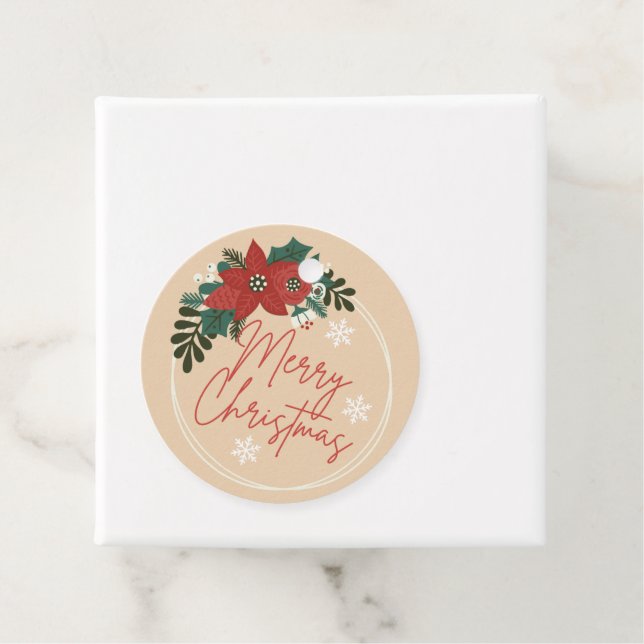 Étiquettes Cadeau Vacances de Noël Verdure Wreath (En situation)