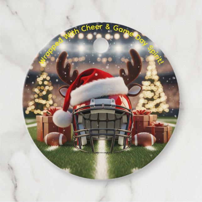 Étiquettes Cadeau Vacances Touchdown - Festive Football emballage (Devant)