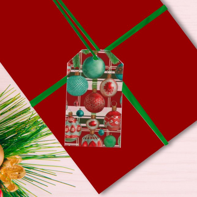 Étiquettes-cadeau Vacances traditionnelles Red Green Plat (Créateur téléchargé)