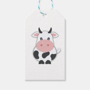 Étiquettes-cadeau Vache à bande dessinée avec des klaxons