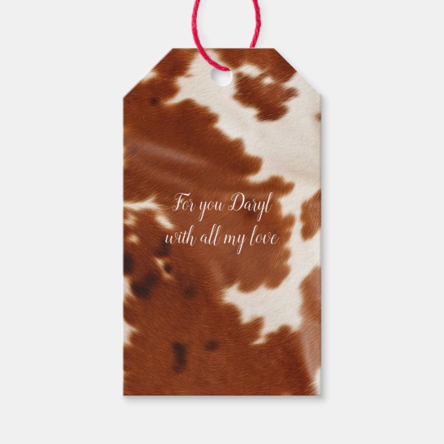 Étiquettes-cadeau Vache blanche Brown (Devant)