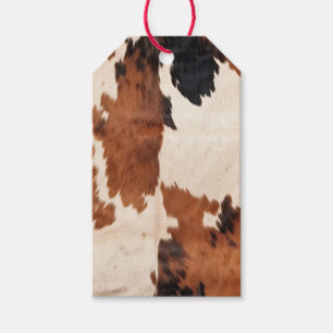 Étiquettes-cadeau Vache blanche noire Brown occidentale