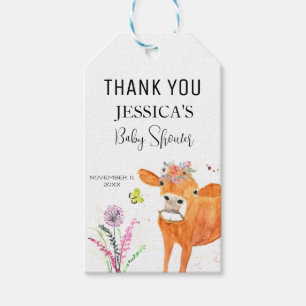 Étiquettes-cadeau Vache de ferme Animaux de pays Baby shower fille g