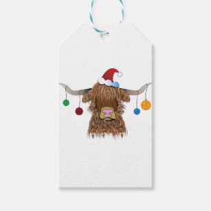 Étiquettes-cadeau Vache de Noël