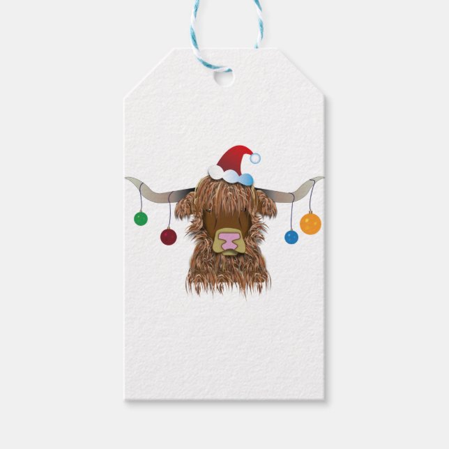 Étiquettes-cadeau Vache de Noël (Devant)