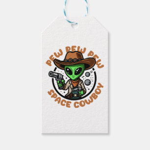 Étiquettes-cadeau Vacher spatial drôle alien