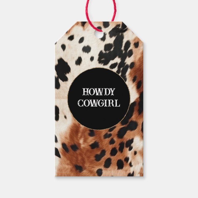 Étiquettes-cadeau Vachette animale à la crème Brown (Devant)