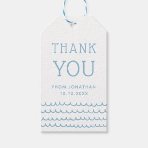 Étiquettes-cadeau Vagues de l'océan bleu Merci pour l'anniversaire