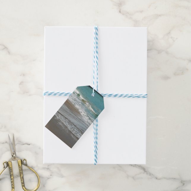 Étiquettes-cadeau Vagues sur la plage bleu turquoise Océan (Avec de laficelle)