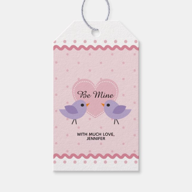 Étiquettes-cadeau Valentine Inséparable rose (Devant)