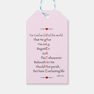 Étiquettes-cadeau VALENTINE - Pour Dieu si aimé le monde