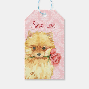 Étiquettes-cadeau Valentine Rose Pomeranian
