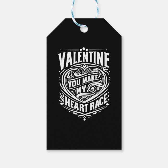 Étiquettes-cadeau Valentine, Tu Fais Ma Course Du Coeur (Devant)