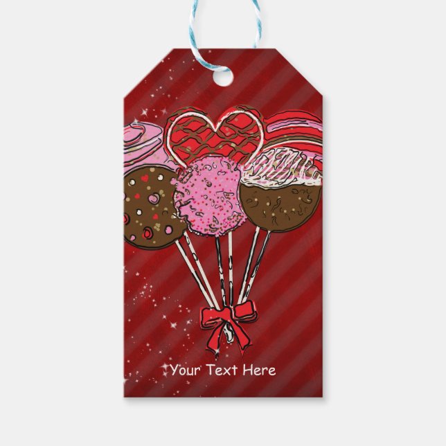 Étiquettes-cadeau Valentine's Cake Pops Custom Anniversaire Fête Fav (Devant)