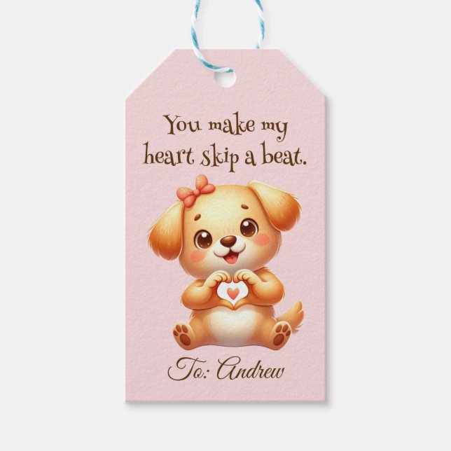 Étiquettes-cadeau Valentines customisées Jour Chien Thème (Devant)