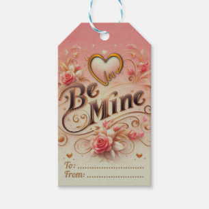 Étiquettes-cadeau Valentine's Day Be Mine Design with Heart, Citatio