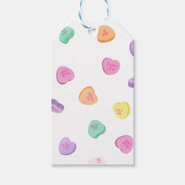 Étiquettes-cadeau Valentines Day Candy Hearts Motif (Devant)