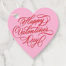 Valentines Day Elegant Calligraphy Pink Heart