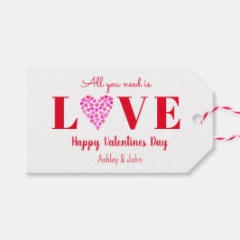 Étiquettes-cadeau Valentines Jour Amour Script Coeur