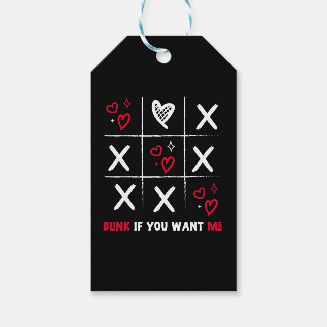 Étiquettes-cadeau Valentines Jour Tic Tac Toe Drôle Valentine Présen (Devant)